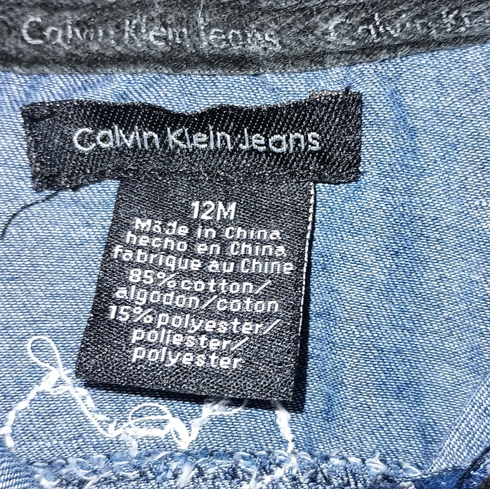Kids Calvin Klein Jeans Blue Denim Minnie Mouse Dress 12M - Picture 2 of 10